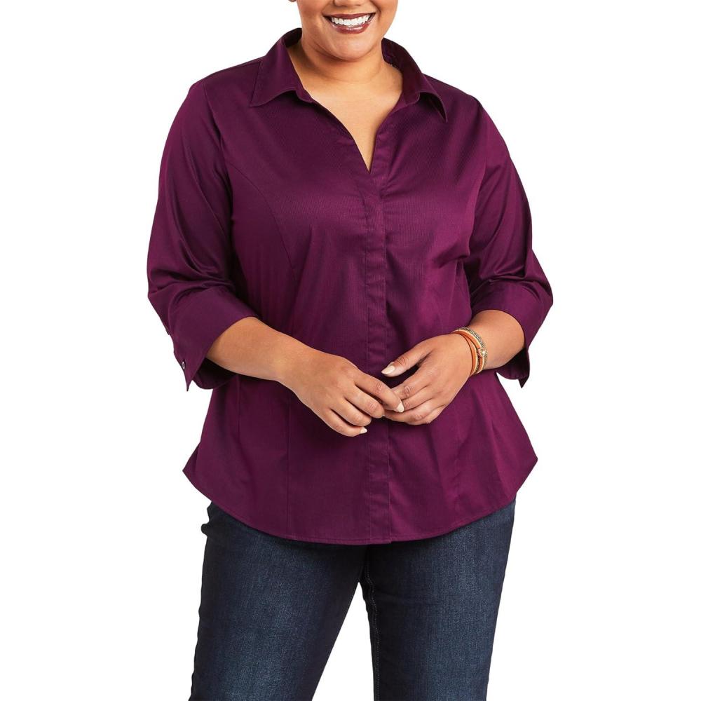 imageRiders by Lee Indigo Womens Plus Size Easy Care Sleeve Woven ShirtPickled Beet