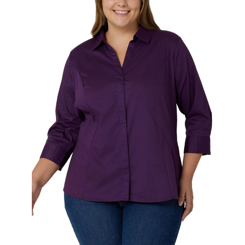 imageRiders by Lee Indigo Womens Plus Size Easy Care Sleeve Woven ShirtPurple Pennant