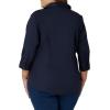 Riders by Lee Indigo Women’s Plus Size Easy Care ¾ Sleeve Woven Shirt(Dark Navy)