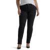 Lee Womens Plus Size Legendary Mid Rise Straight Leg Jean(Black)