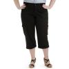 Lee Womens Plus Size Relaxed Fit Austyn Knit Waist Cargo Capri Pant(Black)