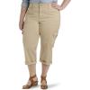 Lee Womens Plus Size Relaxed Fit Austyn Knit Waist Cargo Capri Pant(Café)