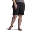 Lee Womens Plus Size Relaxed Fit Avey Knit Waist Cargo Bermuda Short(Black)