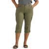 Lee Women’s Plus Size Ultra Lux Comfort with Flex-to-go Cargo Capri Pant(Deep Lichen Green)