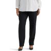Lee Womens Plus Size Wrinkle Free Relaxed Fit Straight Leg Pant(Black Pinstripe)
