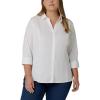 Riders by Lee Indigo Women’s Plus Size Easy Care ¾ Sleeve Woven Shirt(Arctic White)