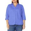 Riders by Lee Indigo Women’s Plus Size Easy Care ¾ Sleeve Woven Shirt(Baja Blue)