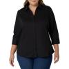 Riders by Lee Indigo Women’s Plus Size Easy Care ¾ Sleeve Woven Shirt(Black Soot)