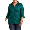 Riders by Lee Indigo Women’s Plus Size Easy Care ¾ Sleeve Woven Shirt(Botanical Green)