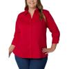 Riders by Lee Indigo Women’s Plus Size Easy Care ¾ Sleeve Woven Shirt(Classic Red)