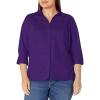 Riders by Lee Indigo Women’s Plus Size Easy Care ¾ Sleeve Woven Shirt(Parachute Purple)