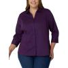Riders by Lee Indigo Women’s Plus Size Easy Care ¾ Sleeve Woven Shirt(Purple Pennant)