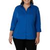 Riders by Lee Indigo Women’s Plus Size Easy Care ¾ Sleeve Woven Shirt(True Blue)