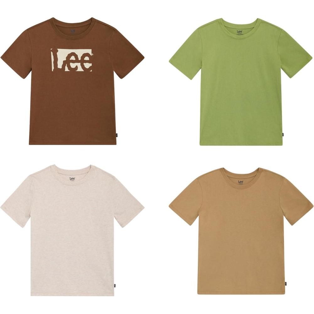 imageLee Boys 4 Pack Variety Super Soft Stretchable Tee Short Sleeve TShirtBrown Collection Set