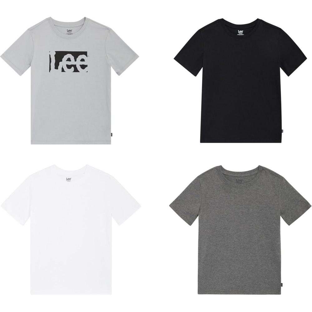 imageLee Boys 4 Pack Variety Super Soft Stretchable Tee Short Sleeve TShirtGrey Collection Set