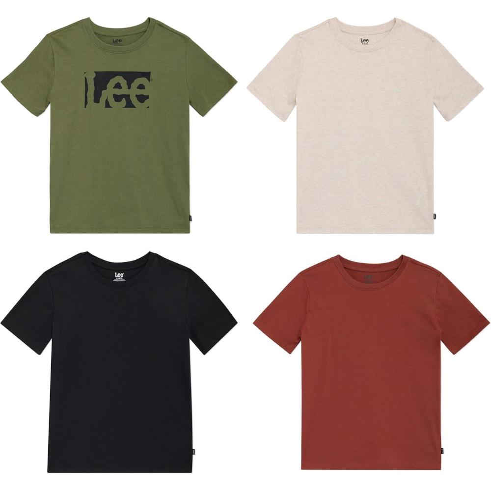 imageLee Boys 4 Pack Variety Super Soft Stretchable Tee Short Sleeve TShirtOlive Collection Set