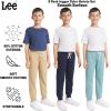 Lee Boys’ 3 Pack Variety Midweight Super Soft Fleece Lined Stretchable Jogger Pants(Khaki Black Blue Set)