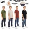 Lee Boys’ 4 Pack Variety Super Soft Stretchable Tee Short Sleeve T-Shirt(Olive Collection Set)