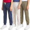 Lee Boys’ 3 Pack Variety Midweight Super Soft Fleece Lined Stretchable Jogger Pants(Navy Tan Olive Set)