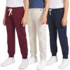 Lee Boys’ 3 Pack Variety Midweight Super Soft Fleece Lined Stretchable Jogger Pants(Port Tan Navy Set)