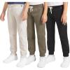 Lee Boys’ 3 Pack Variety Midweight Super Soft Fleece Lined Stretchable Jogger Pants(Tan Olive Black Set)